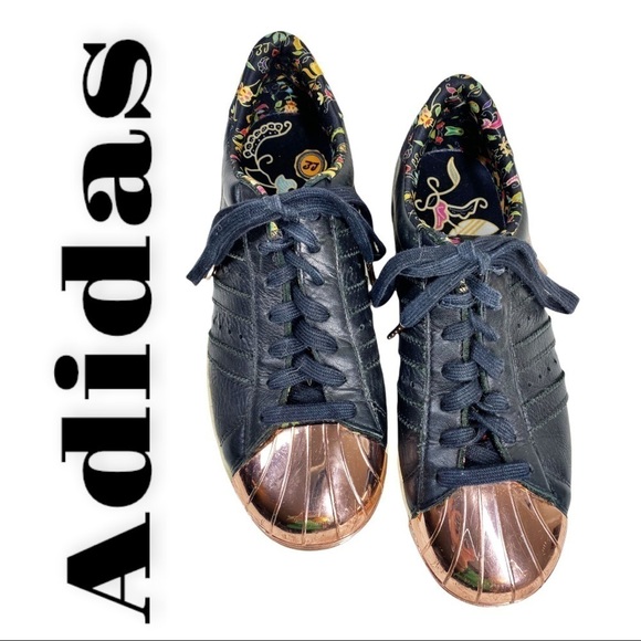 ADIDAS LIMITED EDITION Superstar 80s Rose Gold Black Leather Sneakers, Men’s 6.5 - Picture 7 of 14